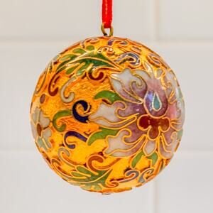 Vintage Lillian Vernon Cloisonné Christmas Ball Ornament, 1.75”